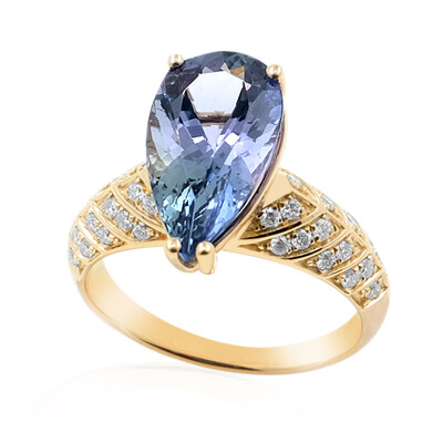 Anillo en oro con Tanzanita sin calentar (de Melo)