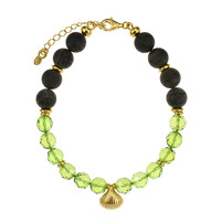 Brazalete en plata con Ámbar colombiano verde