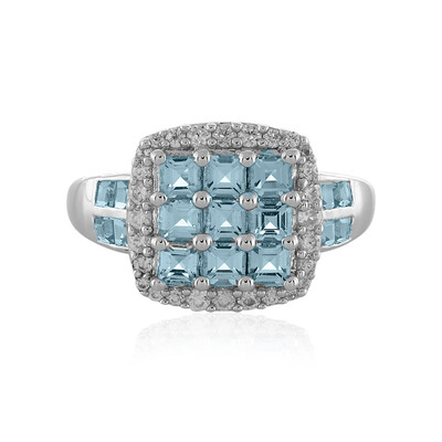 Anillo en plata con Topacio azul suizo
