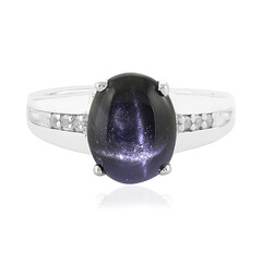 Anillo en plata con Diópsido estrella de la India