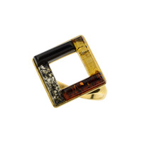 Anillo en plata con Ámbar báltico