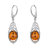 Pendientes en plata con Ámbar báltico cognac