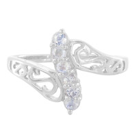 Anillo en plata con Piedra de Luna arcoíris