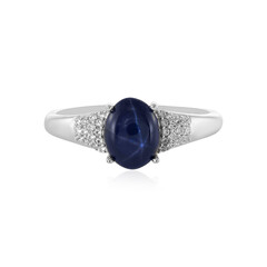 Anillo en plata con Zafiro estrella azul