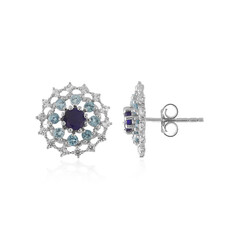 Pendientes en plata con Zafiro azul de Madagascar