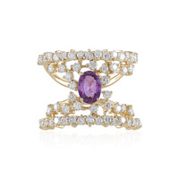 Anillo en oro con Zafiro de Ceilán púrpura no calentado (de Melo)