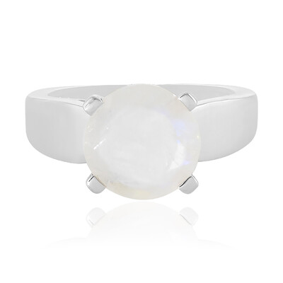 Anillo en plata con Piedra de Luna arcoíris