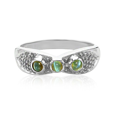 Anillo en plata con Alejandrita ojos de gato