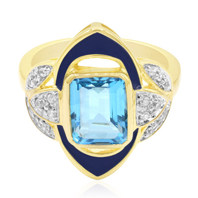 Anillo en plata con Topacio azul suizo