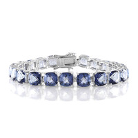 Brazalete en plata con Cuarzo Místico azul
