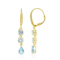 Pendientes en plata con Topacio azul suizo