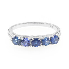 Anillo en plata con Zafiro azul birmano