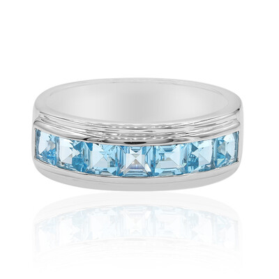 Anillo en plata con Topacio azul suizo