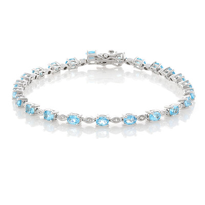 Brazalete en plata con Topacio azul suizo