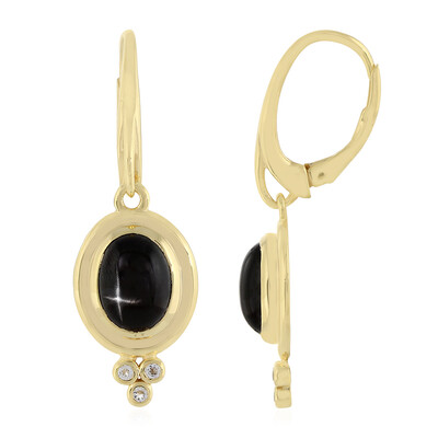 Pendientes en plata con Diópsido estrella de la India