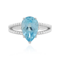 Anillo en plata con Topacio azul cielo