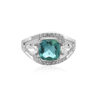 Anillo en plata con Fluorita tono petróleo de Bélgica
