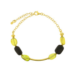 Brazalete en plata con Ámbar colombiano verde
