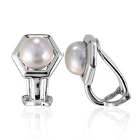 Clip de oreja en plata con Perla Freshwater