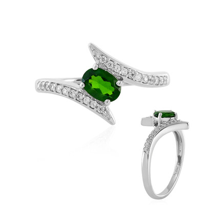 Anillo en plata con Diópsido de Rusia