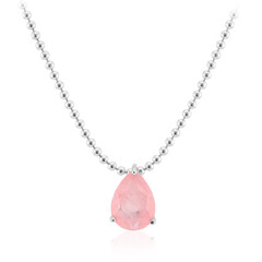 Collar en plata con Cuarzo rosa pastel