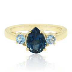 Anillo en oro con Topacio azul de Londres
