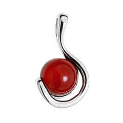 Colgante en plata con Ámbar colombiano rojo
