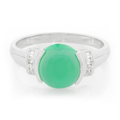 Anillo de hombre en plata con Calcedonia verde