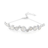 Brazalete en plata con Piedra de Luna arcoíris (KM by Juwelo)