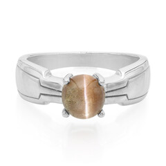 Anillo de hombre en plata con Escapolita ojo de gato