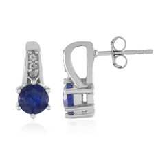 Pendientes en plata con Zafiro azul de Madagascar
