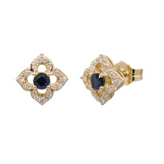 Pendientes en oro con Zafiro azul Ceylon (CIRARI)