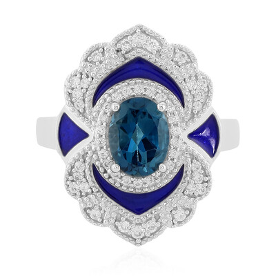 Anillo en plata con Topacio azul de Londres