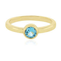 Anillo en plata con Topacio azul suizo
