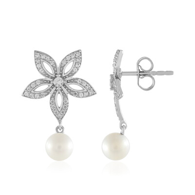 Pendientes en plata con Perla blanca Freshwater