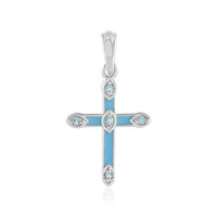 Colgante en plata con Topacio azul suizo