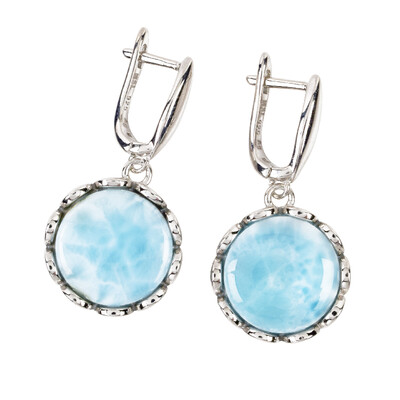 Pendientes en plata con Larimar