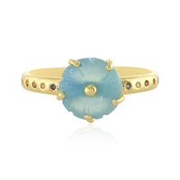 Anillo en plata con Calcedonia azul