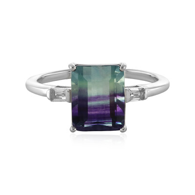 Anillo en plata con Fluorita multicolor