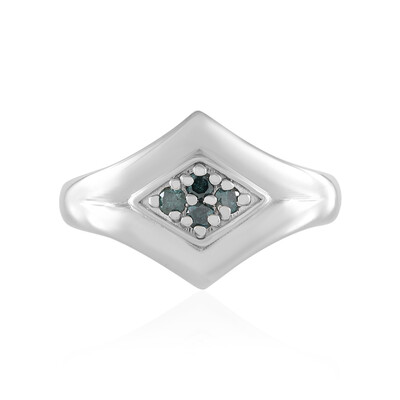 Anillo en plata con Diamante azul I2