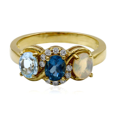Anillo en plata con Topacio azul de Londres