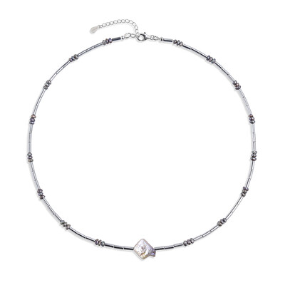 Collar en plata con Perla púrpura Freshwater
