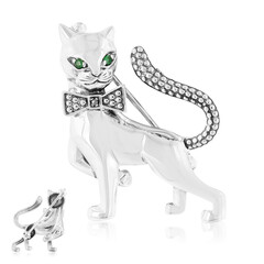 Broche en plata con Esmeralda