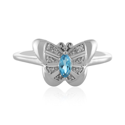 Anillo en plata con Topacio azul suizo