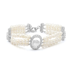 Brazalete en plata con Topacio blanco