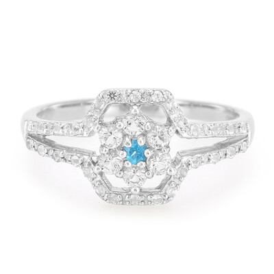 Anillo en plata con Apatita azul neón