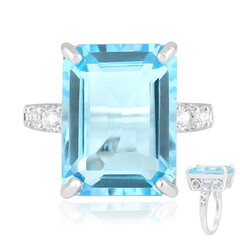 Anillo en plata con Topacio azul cielo