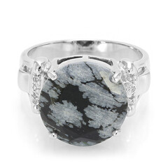Anillo en plata con Obsidiana Copo de Nieve