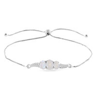 Brazalete en plata con Piedra de Luna arcoíris