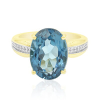 Anillo en oro con Topacio azul de Londres (Tenner Diniz)
